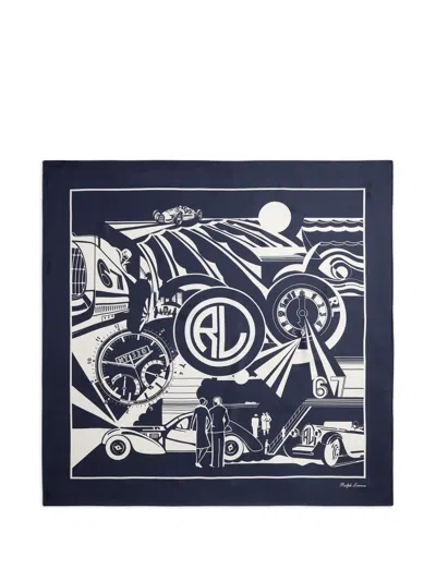Ralph Lauren Graphic-print Silk Scarf In Blue