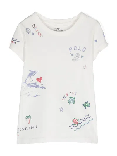 Polo Ralph Lauren Kids' Graphic-print T-shirt In White
