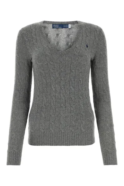 Ralph Lauren Graphite Wool Blend Jumper In Grey Heather