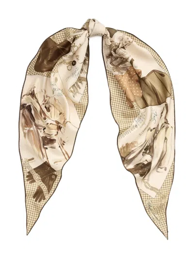 Ralph Lauren Grapjhic-print Silk Scarf In Neutral