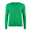 Ralph Lauren Green Braided Cotton Sweater In Green