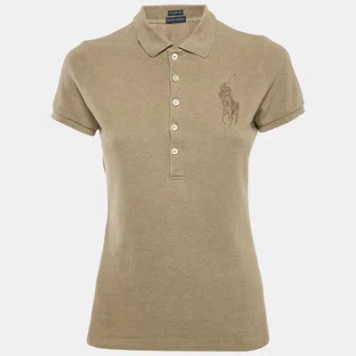 Pre-owned Ralph Lauren Green Cotton Pique Skinny Polo T-shirt M