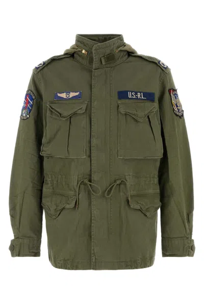 Ralph Lauren Green Patch Detail Jacket In Olive Mountain W/ Patches