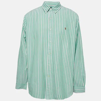 Pre-owned Ralph Lauren Green Striped Cotton Classic Fit Shirt Xxl