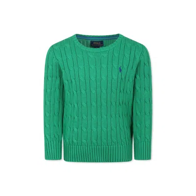 Ralph Lauren Kids' Green Sweater For Boy With Horse