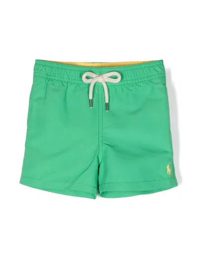 Ralph Lauren Babies' Green Swimwear With Yellow Pony