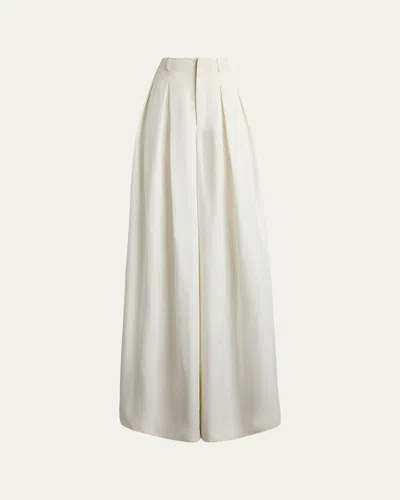 Ralph Lauren Greer Cady Pleated Wide-leg Pants In White