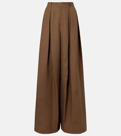 Ralph Lauren Greer Linen, Cashmere, And Silk Wide-leg Pants In Brown