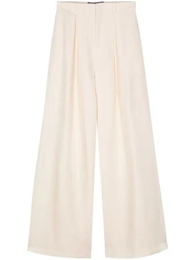 Ralph Lauren Greer Pleat-detail Palazzo Pants In Beige