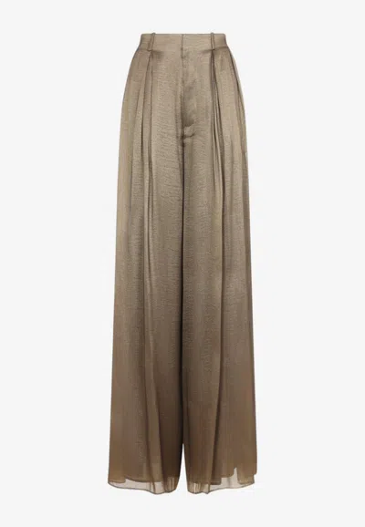Ralph Lauren Greer Wide-leg Metallic Pants In Gold