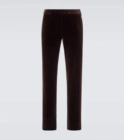 Ralph Lauren Gregory Cotton Velvet Suit Pants In Brown