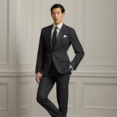 Ralph Lauren Gregory Hand-tailored Birdseye Suit In Black