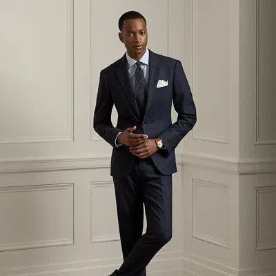 Ralph Lauren Gregory Hand-tailored Glen Plaid Suit In Blue