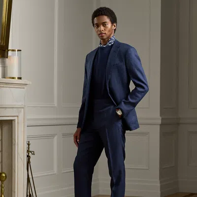 Ralph Lauren Gregory Hand-tailored Glen Plaid Suit In Dark Navy Multi