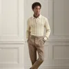 Ralph Lauren Gregory Hand-tailored Silk-linen Trouser In Brown