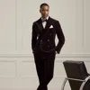 Ralph Lauren Gregory Hand-tailored Velvet Trouser In Black