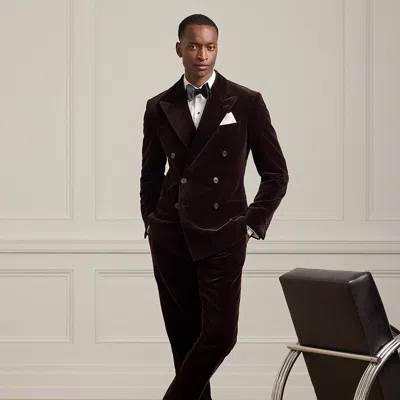 Ralph Lauren Gregory Hand-tailored Velvet Trouser In Black