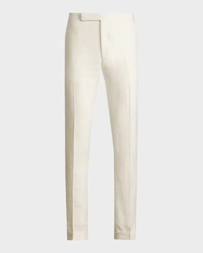 Ralph Lauren Gregory Hand-tailored Linen Trousers In White