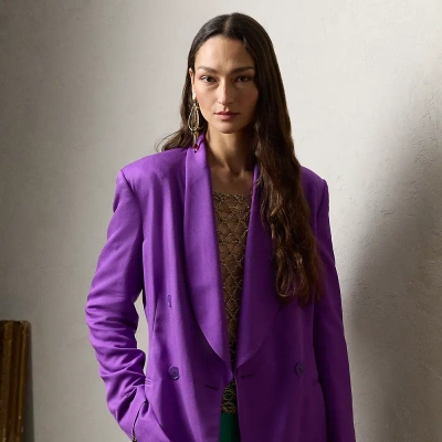 Ralph Lauren Gregory Silk Gabardine Jacket In Bright Purple