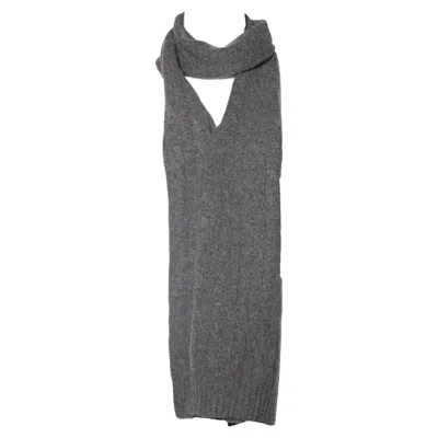 Pre-owned Ralph Lauren , Grey Cable Knit Scarf In Gray