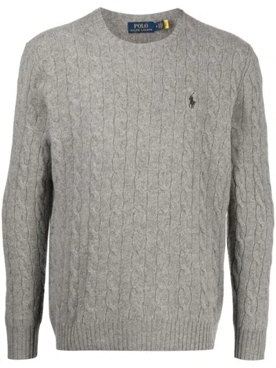 POLO RALPH LAUREN MEN GREY CABLE KNIT SWEATER, M LUXURY SWEATERS & KNITWEAR FOR MEN DARVEYS