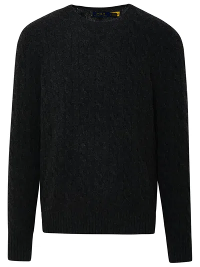 Ralph Lauren Grey Cashmere Blend Sweater In Black