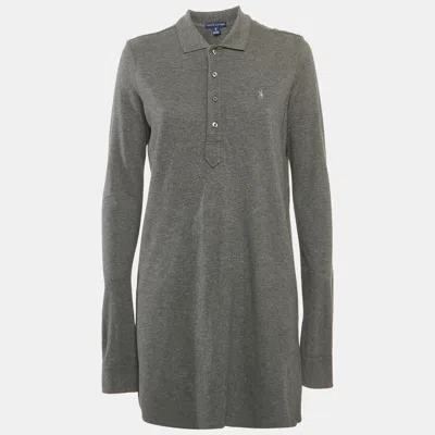 Pre-owned Ralph Lauren Grey Cotton Jersey T-shirt Dress M In Gray