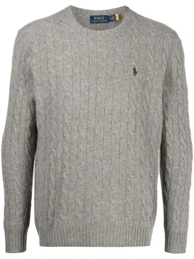 Ralph Lauren Grey Crew Neck Sweater In Gray