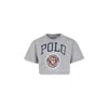Polo Ralph Lauren Grey Crop T-shirt For Girl With Logo In Grey