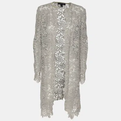 Pre-owned Ralph Lauren Grey Lace Front Open Long Shrug S