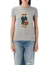 Ralph Lauren Bear Graphic Print Tshirt With Short Sleeves In Gray