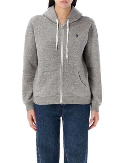 Ralph Lauren Grey Pony-embroidered Zip-up Hoodie