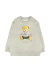 Ralph Lauren Grey Sweatshirt For Baby Boy With Logo In Gray