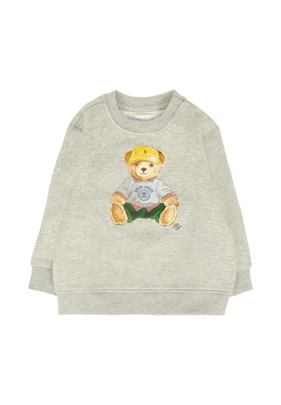 Ralph Lauren Grey Sweatshirt For Baby Boy With Logo In Gray