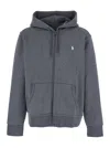 Ralph Lauren Grey Sweatshirt With Drawstring Hood And Pony Embroidery On The Front In Cotton Blend Man In Gray