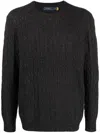 Polo Ralph Lauren Suede-patch Sweater In Grey