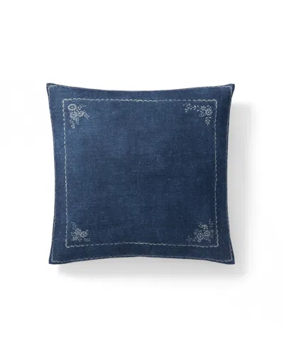 Ralph Lauren Griffin Washed Cotton Decorative Pillow, 20" X 20" In Blue