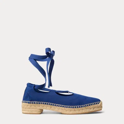 Ralph Lauren Grosgrain Lace-up Espadrille In Blue