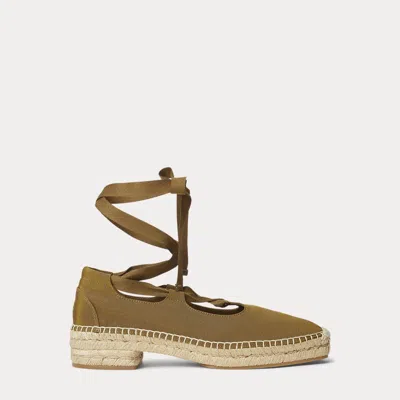 Ralph Lauren Grosgrain Lace-up Espadrille In Brown