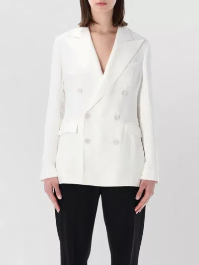 Ralph Lauren Grove Double Breasted Ramie Blazer Tailoring In White