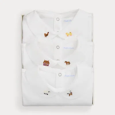 Polo Ralph Lauren Babies' Grow-with-me Bodysuit 3-pack Gift Set In White
