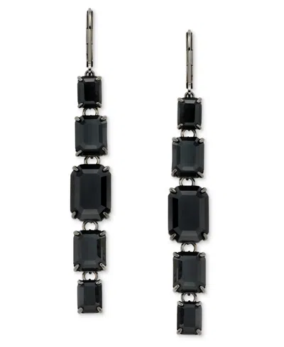 Ralph Lauren Gunmetal-tone Crystal Linear 2.3" Drop Earrings In Black