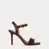 Ralph Lauren Gwen Crinkle Patent Leather Sandal In Brown
