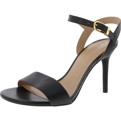 Ralph Lauren Gwennsn Womens Solid Leather Ankle Strap In Black