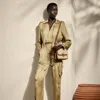Polo Ralph Lauren Gwyneth Silk Charmeuse Jumpsuit In Lux Tan