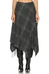 Ralph Lauren Dark Grey Check Pattern Wrap Skirt In Black