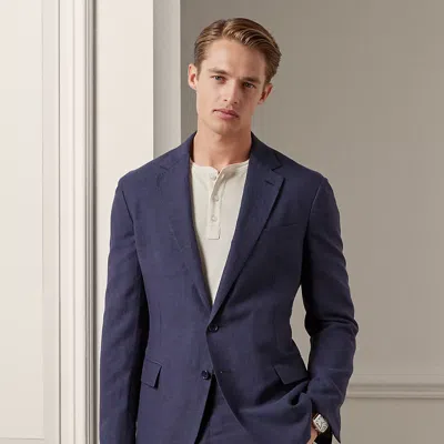 Ralph Lauren Hadley Silk-linen Suit Jacket In Classic Chairman Navy