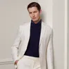 Ralph Lauren Hadley Silk-linen Suit Jacket In Classic Cream