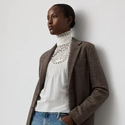 Ralph Lauren Hailey Tick-weave Wool Jacket In Brown