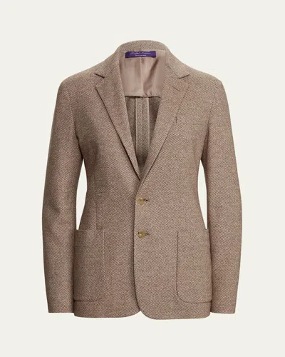 Polo Ralph Lauren Hailey Wool-blend Herringbone Jacket In Beige